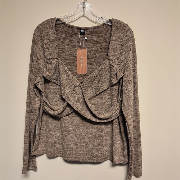 Shein Sexy Curve Taupe Criss Cross Top New - Picture 10 of 10